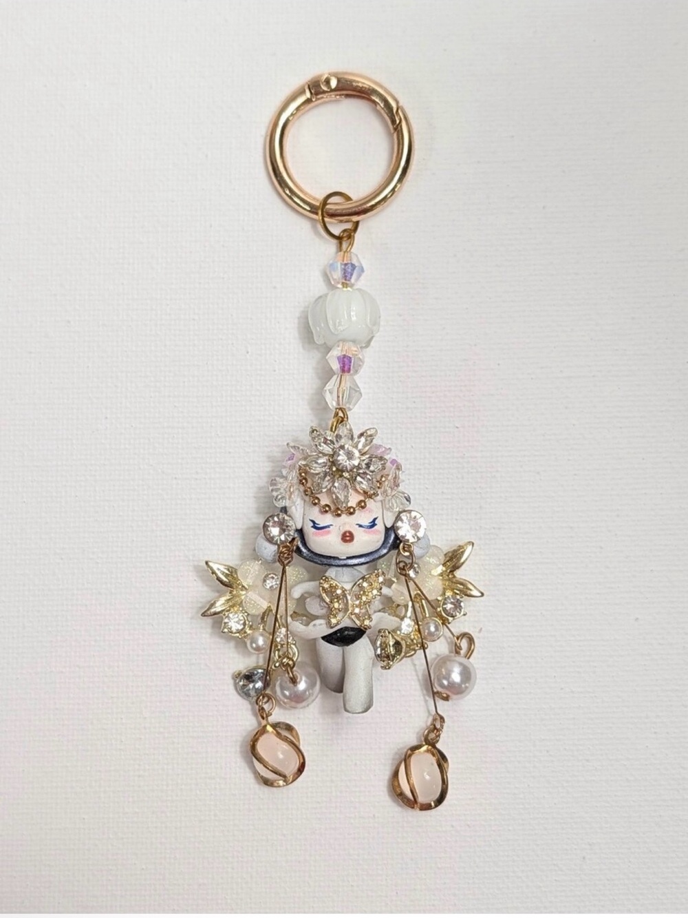 Gold & Pearl Doll Charm Keychain - Picture 2 of 4